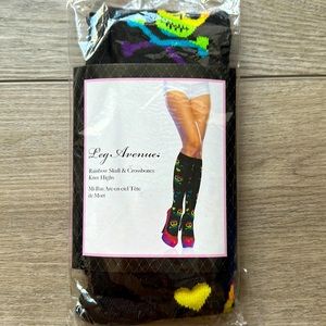 Leg Avenue Rainbow Skull  knee highs NIB